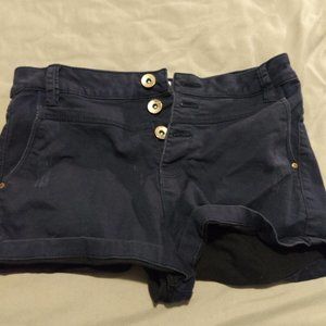 Navy Blue High-Waisted Jean Shorts